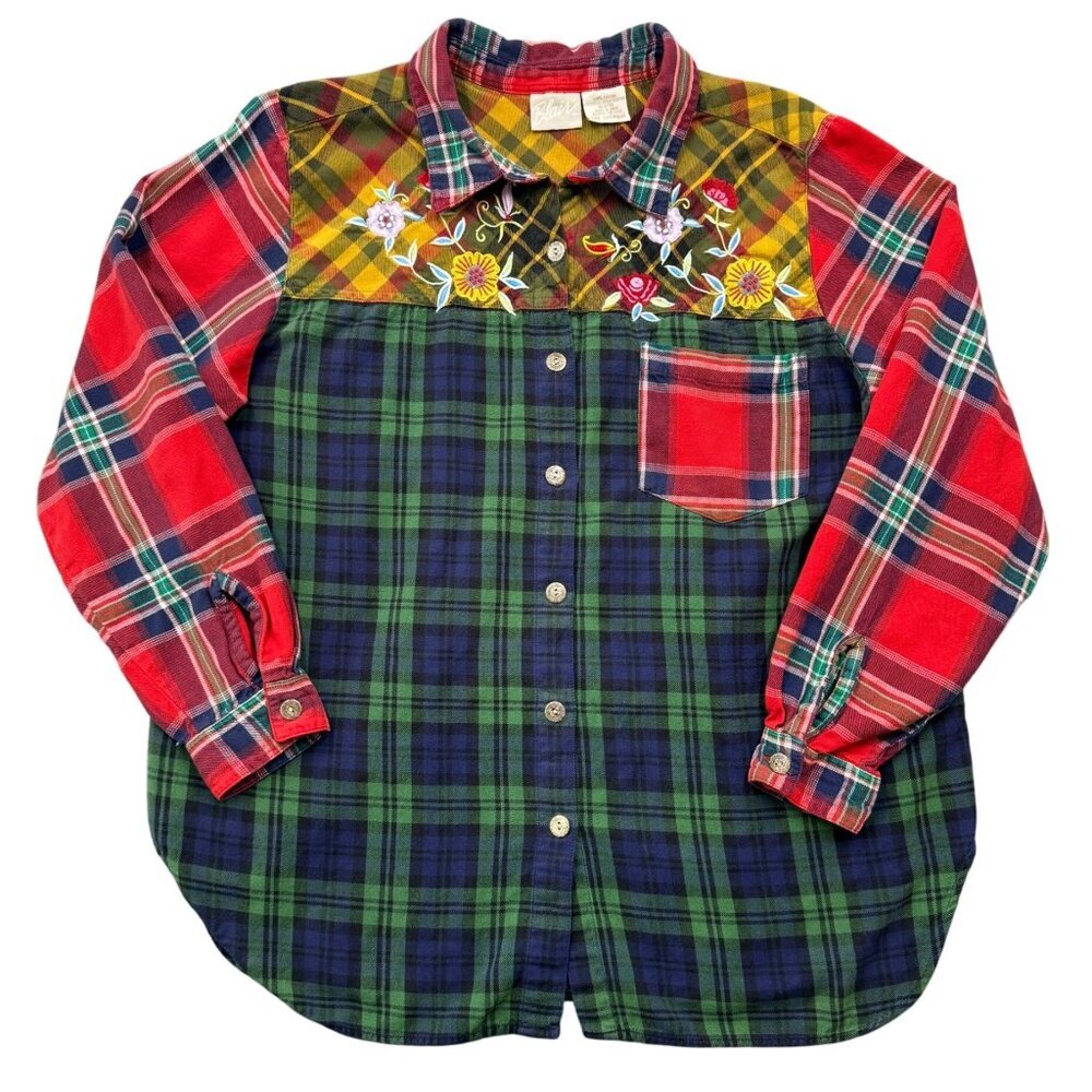 VTG Y2K 90s Blair Patchwork Plaid Floral Cotton Cottagecore Boho Cowgirl Womens - Picture 1 of 12